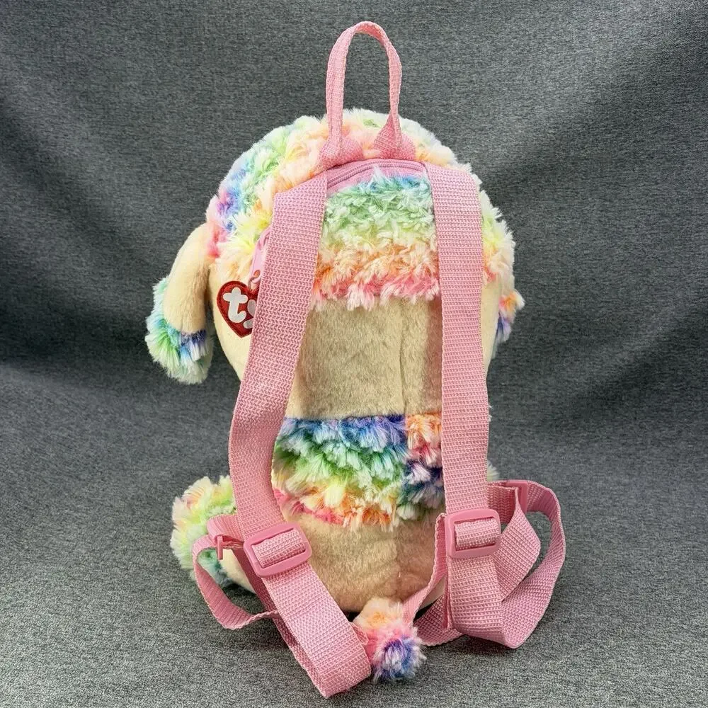 Ty Gear Beanie Boos Rainbow the Poodle Dog Plush Kids Small Backpack 10